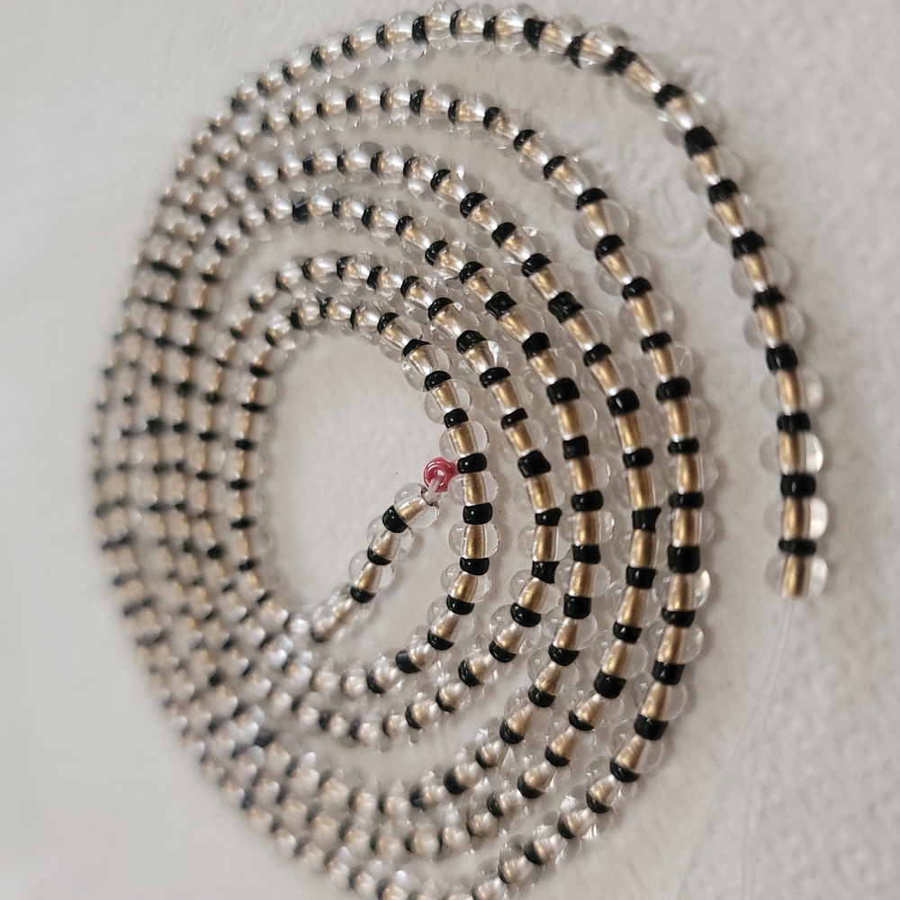 Classy Black and Gold Waist Beads 40"